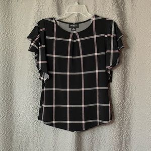 Liz Claiborne Black Plaid Blouse